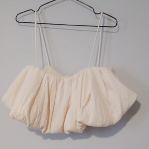 Zara Cream Puff Sleeve Crop Top